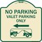Signmission No Parking Valet Parking Only Heavy-Gauge Aluminum Architectural Sign, 18" x 18", TG-1818-23645 A-DES-TG-1818-23645 - alternate 1